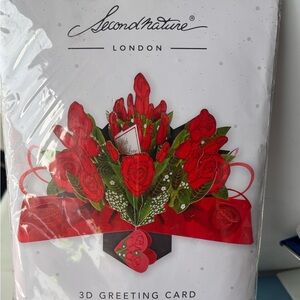 3D Greeting Card with Red Floral Bouquet